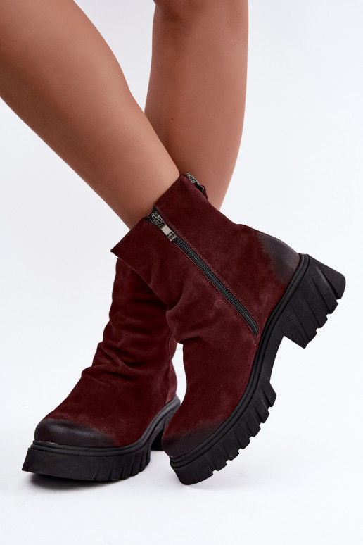 Haut INildlederschuhe Mit Rüschen sich Zuarm laufen Zazoo 60590 Burgund