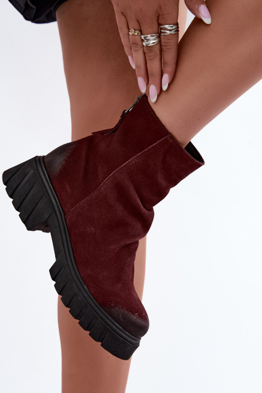 Haut INildlederschuhe Mit Rüschen sich Zuarm laufen Zazoo 60590 Burgund