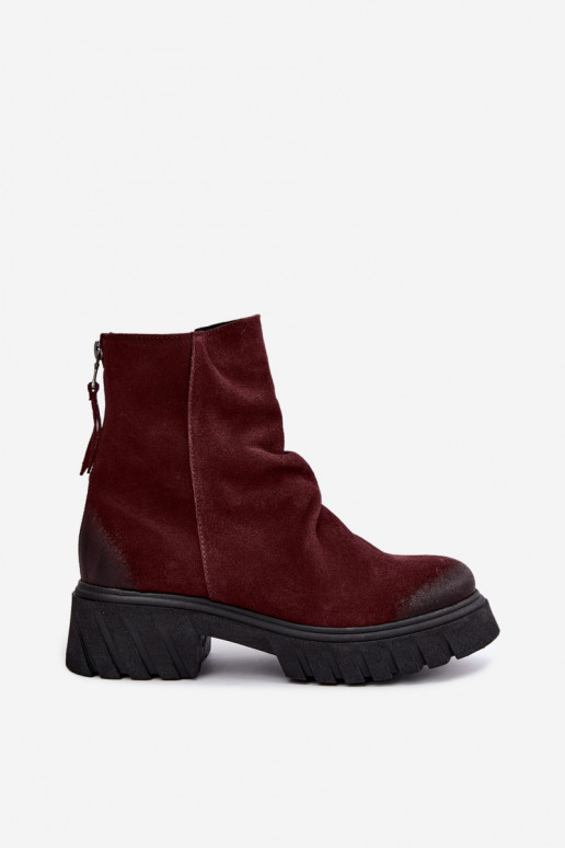 Haut INildlederschuhe Mit Rüschen sich Zuarm laufen Zazoo 60590 Burgund