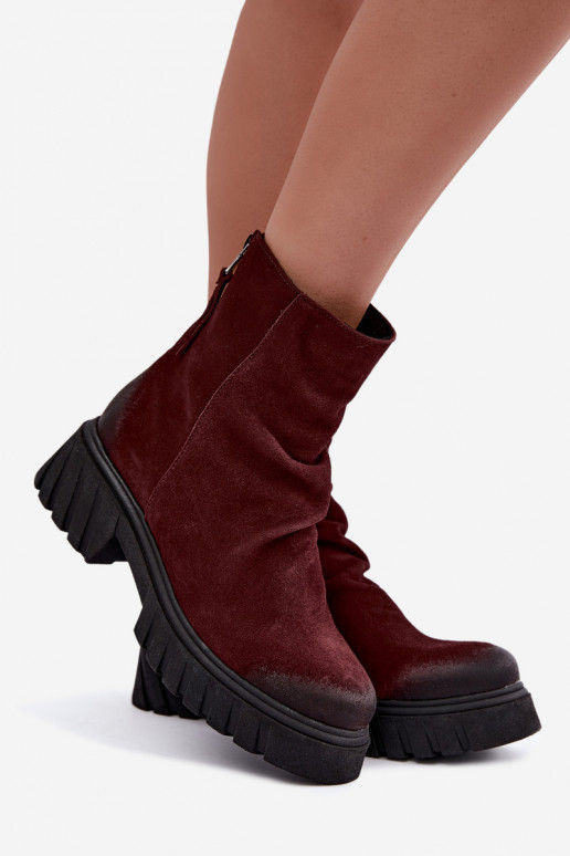 Haut INildlederschuhe Mit Rüschen sich Zuarm laufen Zazoo 60590 Burgund
