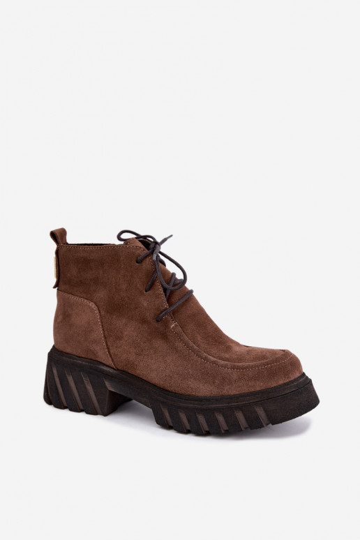 Warmes Kunstveloursleder-Ankle Boots Zazoo 60594 braun