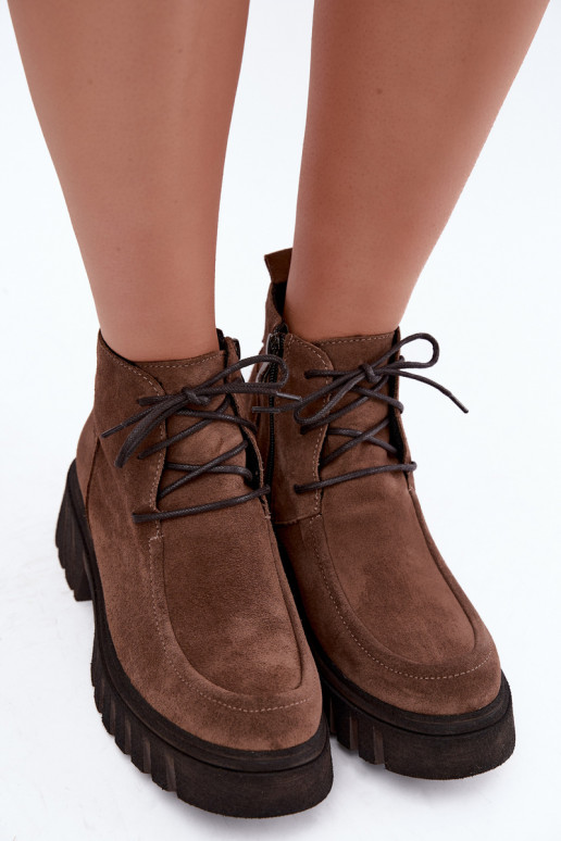 Haut aus INildleder sich Zuarm laufen Damenstiefel Zazoo 60594 braune Farbe