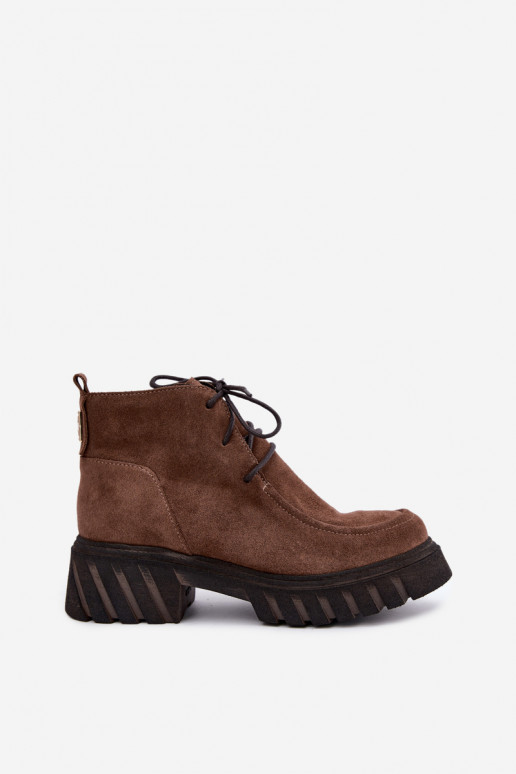 Haut aus INildleder sich Zuarm laufen Damenstiefel Zazoo 60594 braune Farbe