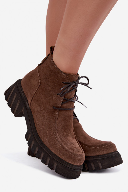Haut aus INildleder sich Zuarm laufen Damenstiefel Zazoo 60594 braune Farbe