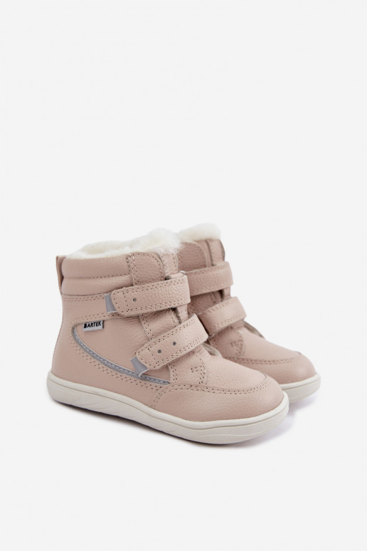 Leder Kinder Schneestiefel Barefoot Bartek 8401454 sandfarben