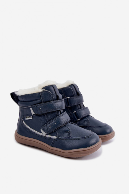 Leder Kinder Schneestiefel Barefoot Bartek 8401456 dunkelblau