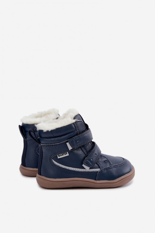 Leder Kinder Schneestiefel Barefoot Bartek 8401456 dunkelblau