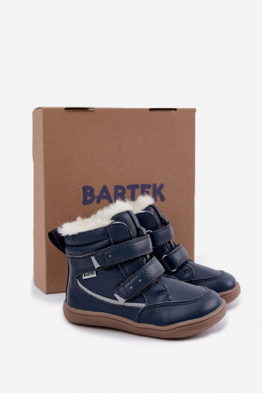 Leder Kinder Schneestiefel Barefoot Bartek 8401456 dunkelblau