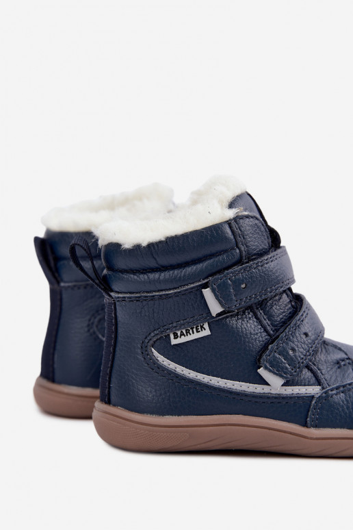 Leder Kinder Schneestiefel Barefoot Bartek 8401456 dunkelblau