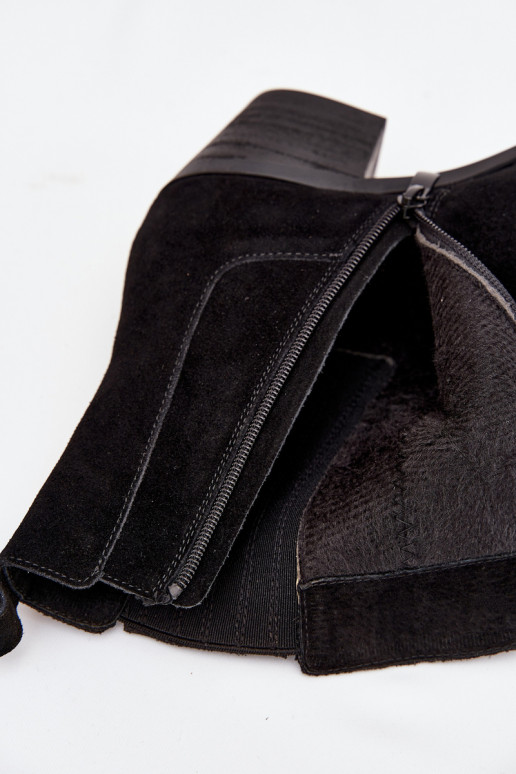 Kunstveloursleder Stiefeletten mit Isolierung innen, in Schwarz Arelia