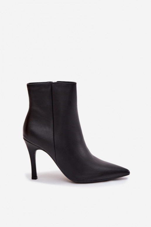 Isolierte Damen Stiefeletten mit dünnen Absätzen, aus Kunstleder, in Schwarz Nolisse