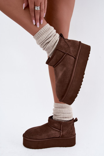 Damen Schneestiefel aus natürlichem Veloursleder in brauner Farbe Tairene