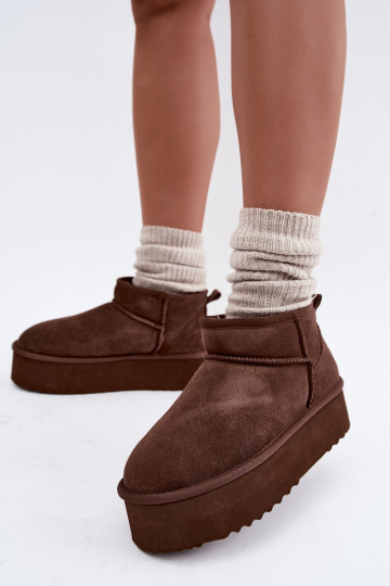 Damen Schneestiefel aus natürlichem Veloursleder in brauner Farbe Tairene 2