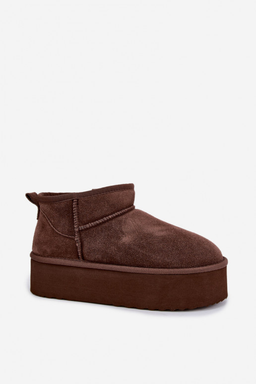 Damen Schneestiefel aus natürlichem Veloursleder in brauner Farbe Tairene