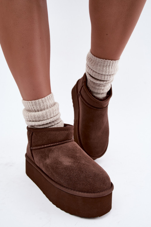 Damen Schneestiefel aus natürlichem Veloursleder in brauner Farbe Tairene