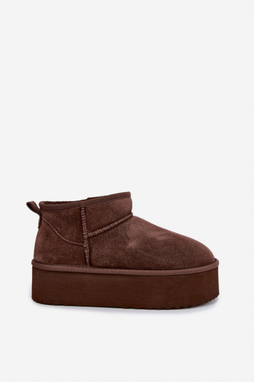 Damen Schneestiefel aus natürlichem Veloursleder in brauner Farbe Tairene