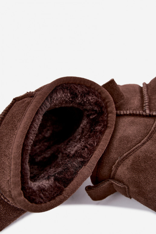 Damen Schneestiefel aus natürlichem Veloursleder in brauner Farbe Tairene