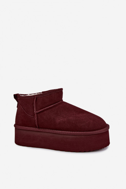 Damen Schneestiefel aus natürlichem Veloursleder in bordeauxfarbener Farbe Tairene