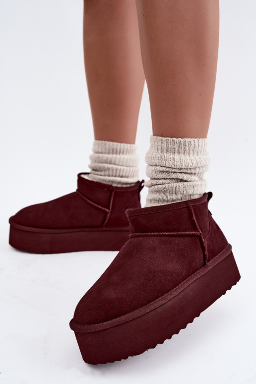 Damen Schneestiefel aus natürlichem Veloursleder in bordeauxfarbener Farbe Tairene