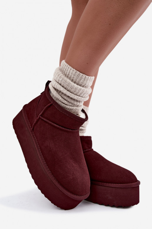 Damen Schneestiefel aus natürlichem Veloursleder in bordeauxfarbener Farbe Tairene