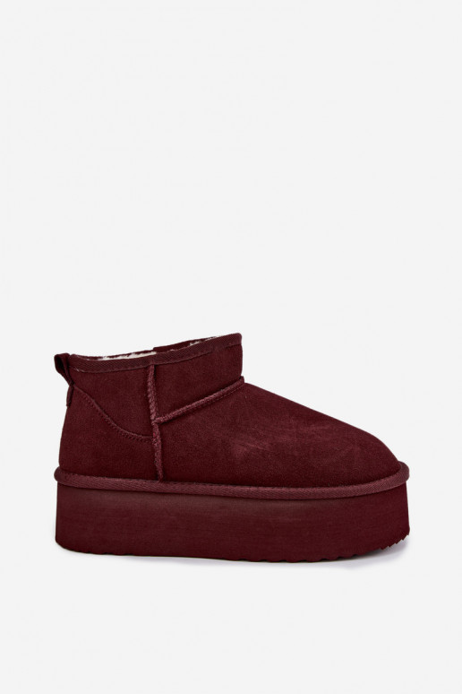 Damen Schneestiefel aus natürlichem Veloursleder in bordeauxfarbener Farbe Tairene