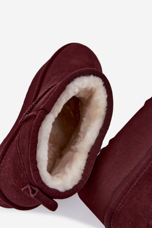 Damen Schneestiefel aus natürlichem Veloursleder in bordeauxfarbener Farbe Tairene