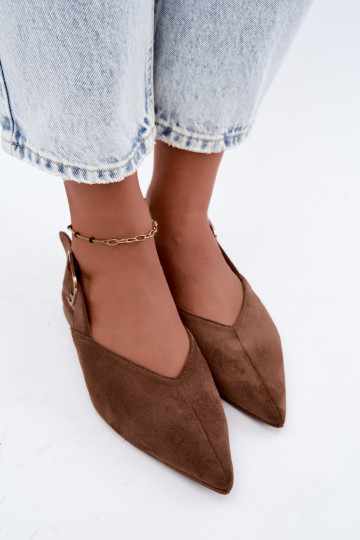 Damen Ballerinas mit Schnallen in brauner Farbe Tanelia