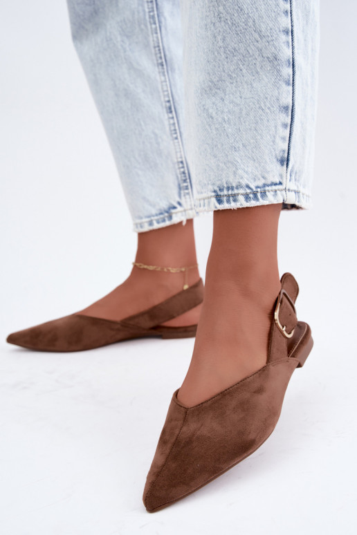 Damen Ballerinas mit Schnallen in brauner Farbe Tanelia