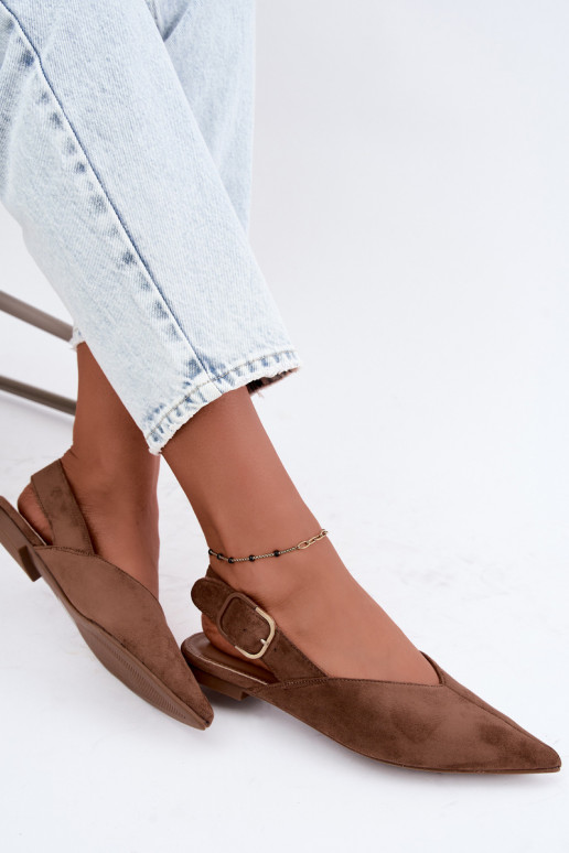 Damen Ballerinas mit Schnallen in brauner Farbe Tanelia