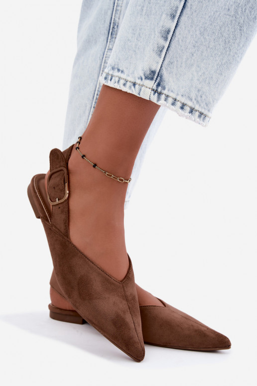 Damen Ballerinas mit Schnallen in brauner Farbe Tanelia