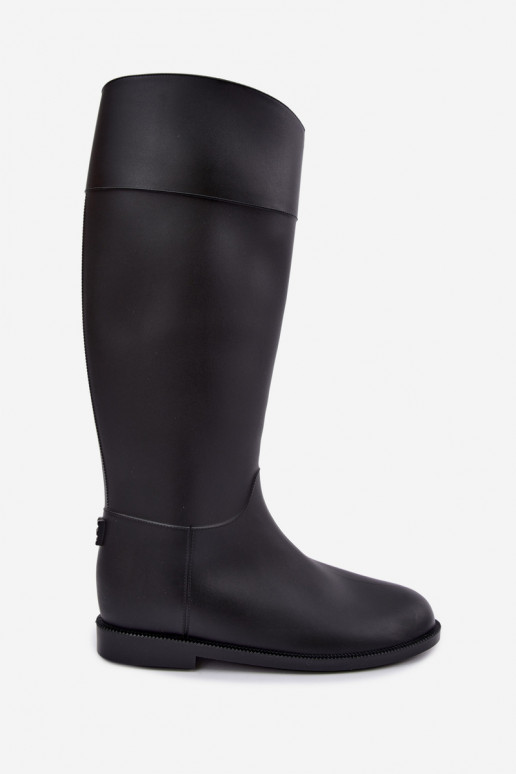 Damen hohe Gummistiefel mit breiten Absätzen in schwarzer Farbe Melianne
