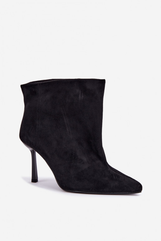 Slip-On Stiefeletten mit dünnen Absätzen in Schwarz Kamea