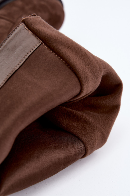 Wärmende kniehohe Stiefel mit Plateau und Schnürsenkeln in Braun Cressida