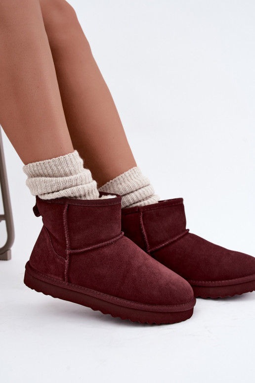 Wärmende Schneestiefel aus Kunstveloursleder mit Fell innen in Schwarz Amandine