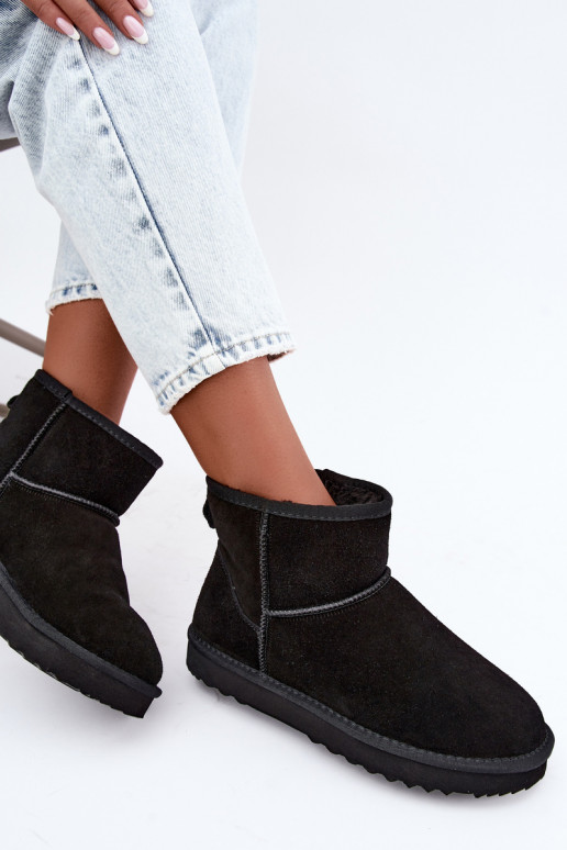 Haut aus INildleder Schneestiefel sich Zuarm laufen mit Fell innen schZuarze Farbe Amandine