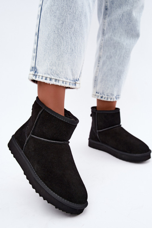 Haut aus INildleder Schneestiefel sich Zuarm laufen mit Fell innen schZuarze Farbe Amandine