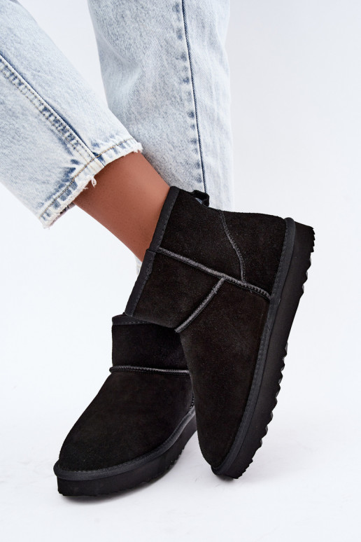 Haut aus INildleder Schneestiefel sich Zuarm laufen mit Fell innen schZuarze Farbe Amandine