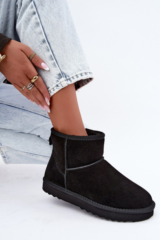 Haut aus INildleder Schneestiefel sich Zuarm laufen mit Fell innen schZuarze Farbe Amandine
