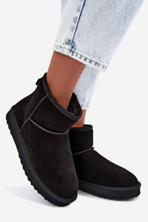 Haut aus INildleder Schneestiefel sich Zuarm laufen mit Fell innen schZuarze Farbe Amandine