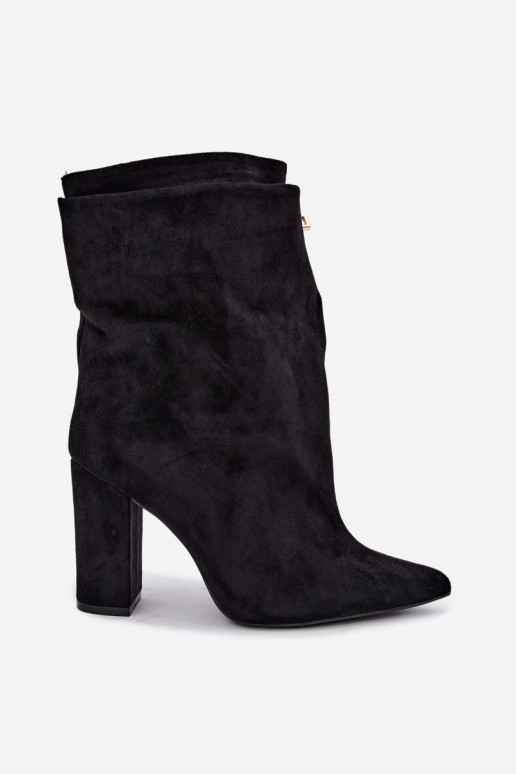 Schwarze warme Slipper-Stiefeletten mit Absatz Fiametta