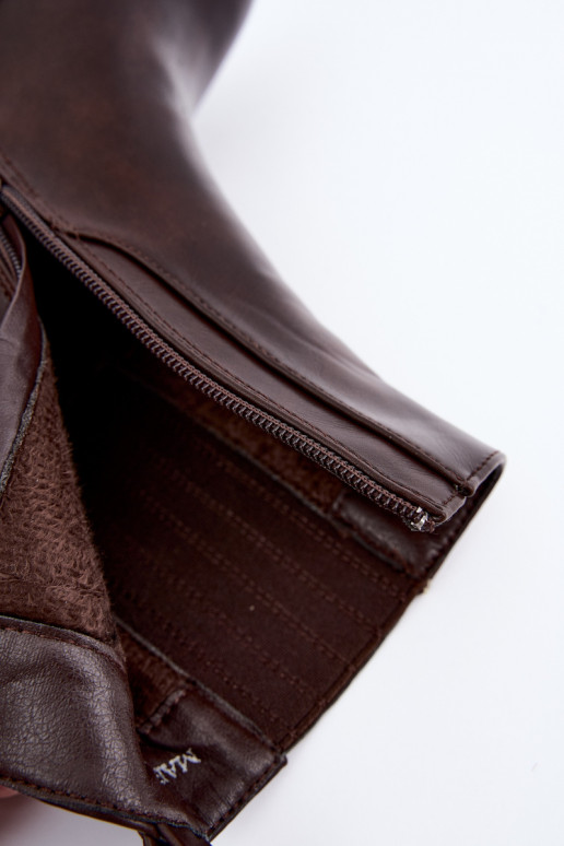 Schokoladenfarbene warme Stiefeletten mit Absatz Gisandra