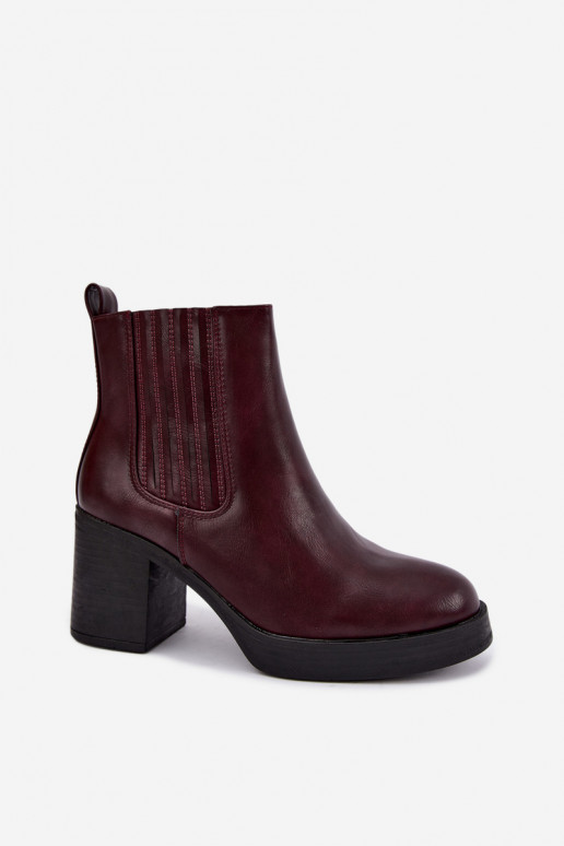 Bordeauxfarbene warme Stiefeletten mit Absatz Gisandra