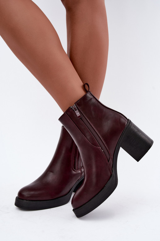Bordeauxfarbene warme Stiefeletten mit Absatz Gisandra
