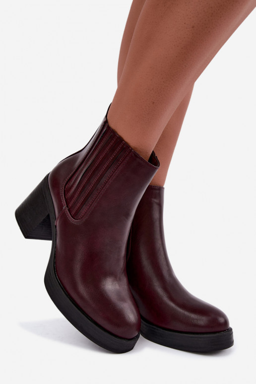 Bordeauxfarbene warme Stiefeletten mit Absatz Gisandra