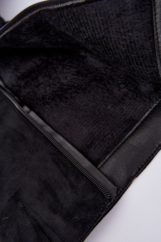 Schwarze warme Wildleder-Überknie-Stiefel mit niedrigem Absatz Philomene
