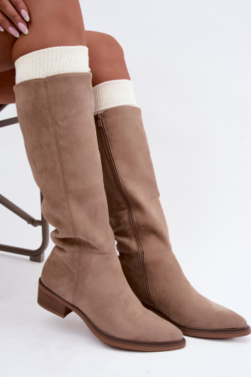 sich Zuarm laufen Stiefel Auf niedrigem Absatz Beige aus INildleder Philomene