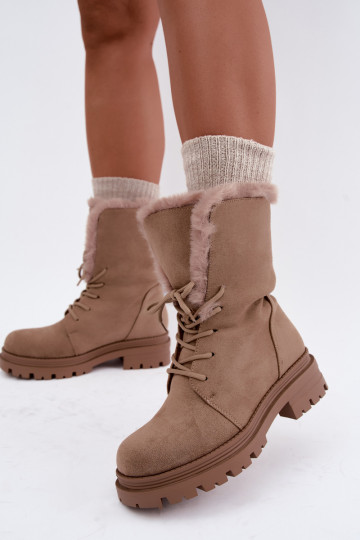 INarme Schnürstiefel mit Fell innen Beige Heloise 2