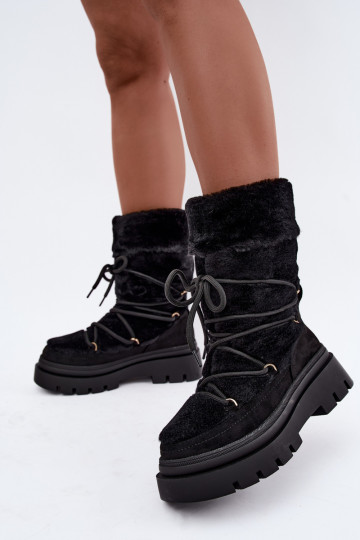 Schneestiefel mit Pelzmantel mit einer Plattform schZuarze Farbe Illyria 2