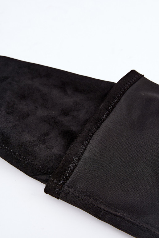 Schwarze Wildleder-Überknie-Stiefel mit Absatz Primelle