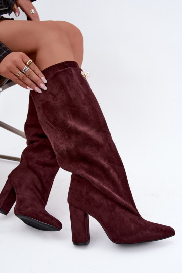 sich Zuarm laufen Stiefel mit Doppelstiefel mit Absätzen Burgund aus INildleder Luminelle